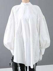 Luxe Oversized Draped & Ruched Satin Blouse