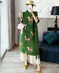 Luxury Pleated Duster Coat