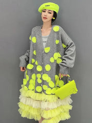 Arabella Yellow Lace Knitted Long Cardigan