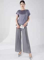 Luxury Plisse Wide-Leg Trousers