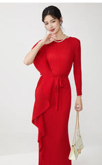 Luxury Plissé Asymmetric Dress