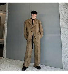 Men’s Luxe Woolen Jacket & FREE Pants Set | Stylish 2-Piece