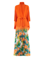 Couture Plissé Pleated Cardigan & Maxi Skirt