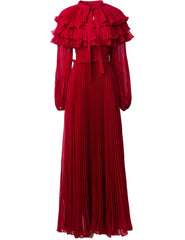 Couture Pleated Cape Dress
