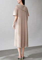 Balloon-Sleeve Pleated Dress