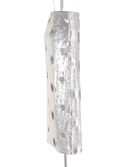 Luxury Silver Sequin Midi Skirt