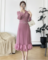 Elegant Plissé Modest Dress