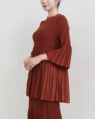 Luxury Pleats Flared-Cuff Top