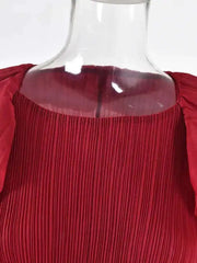 Elegant Ruffle Plissé Midi Dress