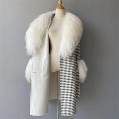 Women's Cashmere & Wool Sheep Fur Wrap Coat