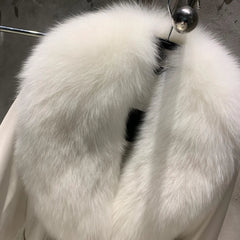 Sheepskin Leather & Fox Fur Trench Coat