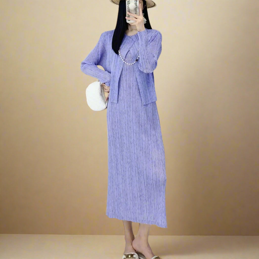 Truly Pleated Cardigan & Dress Set