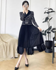 Elegant Plissé Modest Dress