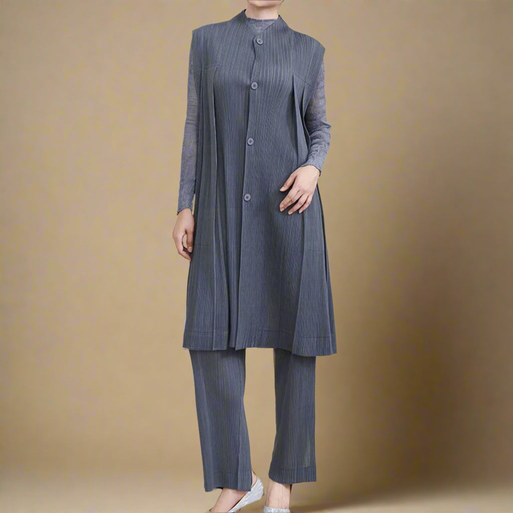 Truly Pleated Longline Vest & Trousers