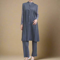 Truly Pleated Longline Vest & Trousers