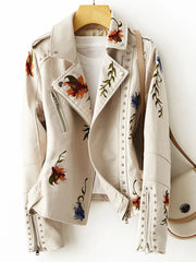 Alexandra Floral Embroidered Soft Leather Jacket