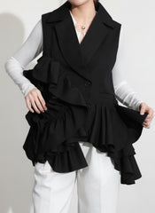 Luxury Ruffle Asymmetrical Vest