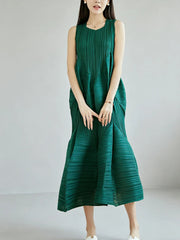 Geometric Pleated Midi Dress