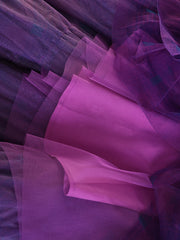 Plaid Asymmetric Tulle Pull-On Skirt