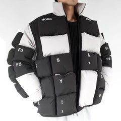 Retro Keyboard Puffer Jacket - Men's Streetwear