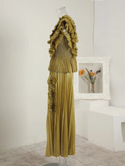Truly Pleated Sleeveless Top & Skirt
