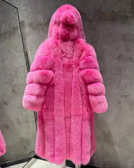 Women's Fox Fur Hooded Coat