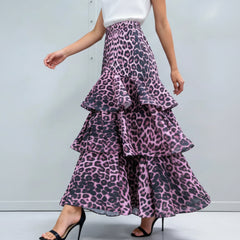 Leopard Tiered Ruffle Skirt