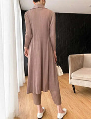 Elegant Drape Pleat Long Cardigan