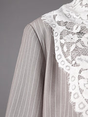 Elegant Pinstripe Lace Blazer