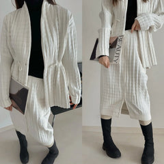 Quilted Pleated Jacket & Skirt