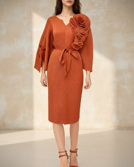 Luxury Floral Plissé Dress