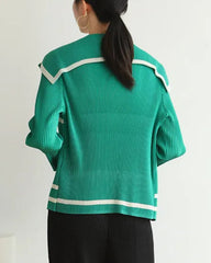 Pleated Shawl-Collar Cardigan