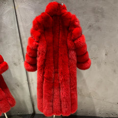 Genuine Fox Fur Maxi Coat for Women