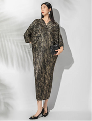 Luxury Plissé  Metallic Dress