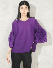 Floral Plissé Elegant Top