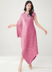 Luxury Pleats Asymmetric Cape Dress