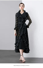 Women's 2-Piece Pleated Coat & Sleeveless Dress Set