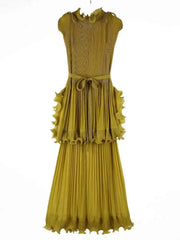 Pleated Sleeveless Ruffle Dress