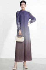 Luxury Plissé Long Sleeve Dress