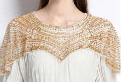 Luxury Plissé Embellished Dress