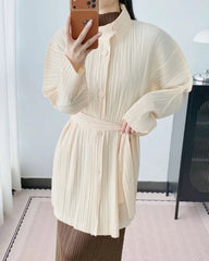 Luxury Plisse Mid-Length Jacket