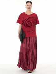 Luxe Ruffle Floral Appliqué Tee