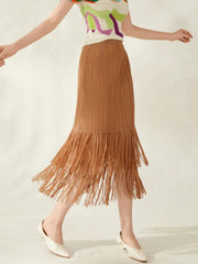 Luxury Pleated Tassel Skirt