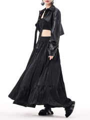 Pleated Crepe Maxi Skirt