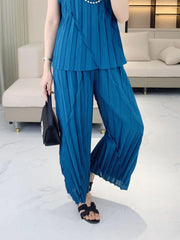 Pleated Vertical Wide Leg Set