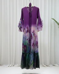 Luxury Bell Sleeve Pleated Dress