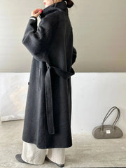 Luxury Wool-Blend Tie Belt Overcoat