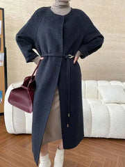 Luxury Wool-Blend Scarf Coat