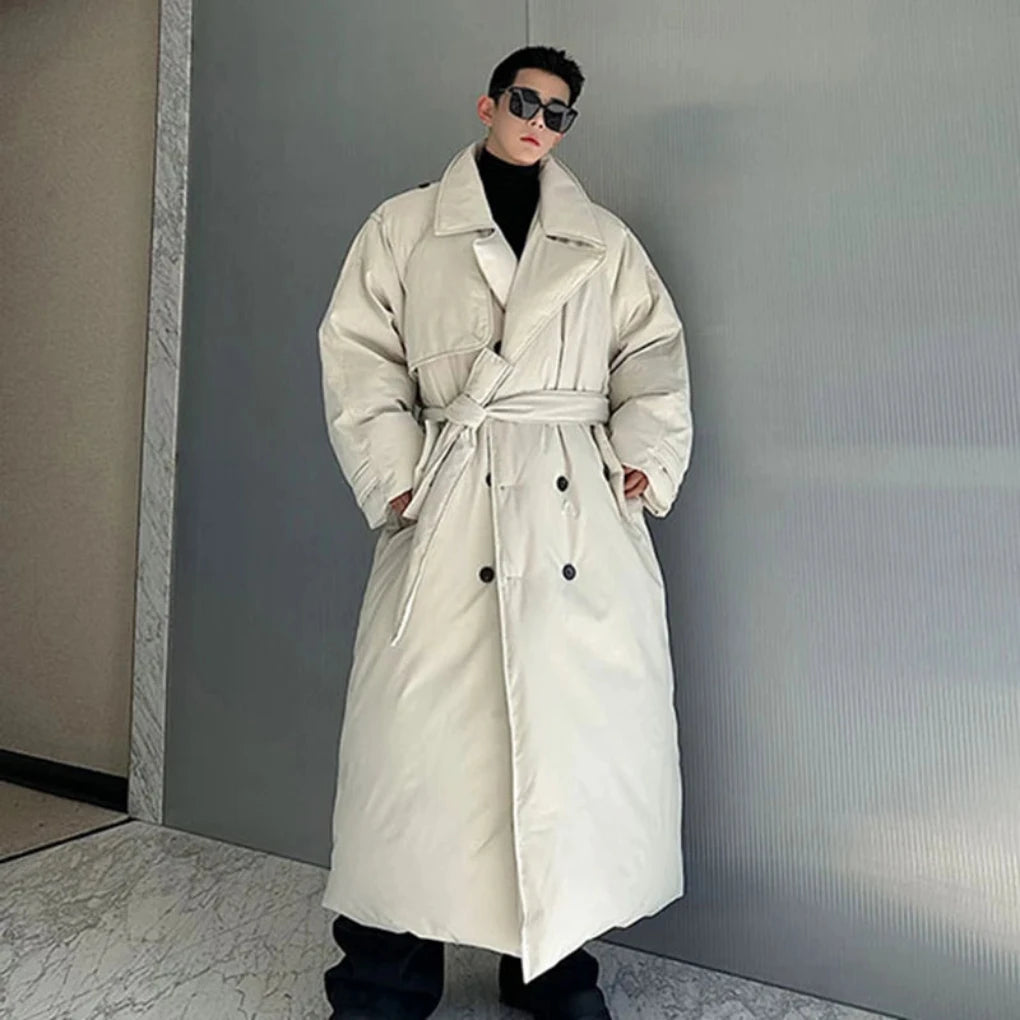 Men's Extra Long Padded Down Trench Coat