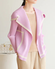 Pleated Shawl-Collar Cardigan